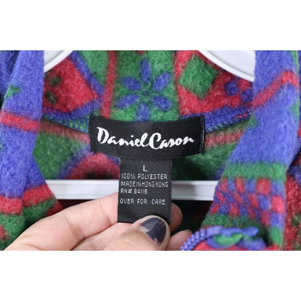 Vintage 90s Streetwear L Nordic Fair Isle Half Zip Fleece Pullover Sweater - Picture 4 of 7